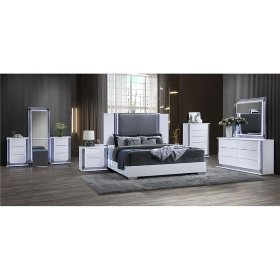 Global Furniture USA 4 Piece Ylime King Size Bedroom Set - Smooth White