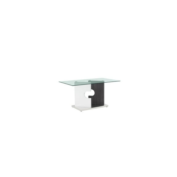 Global Furniture USA Aiah Gray/White Pedestal and Glass Top Dining Table