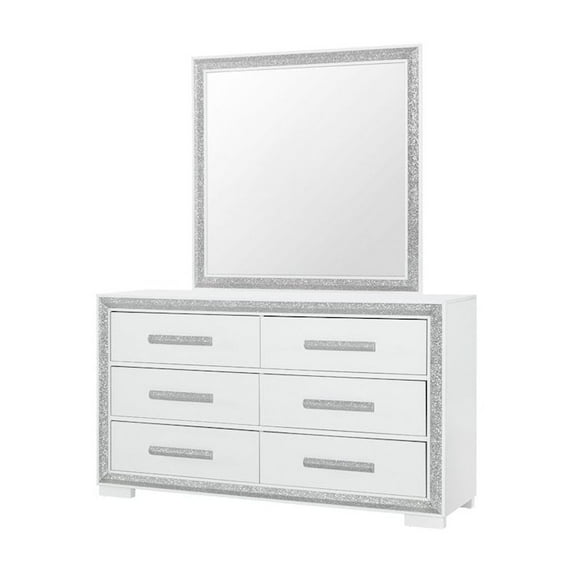 Global Furniture USA Andros Silver Solid Wood 6 Drawer Dresser