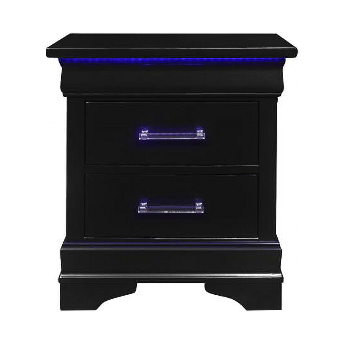 Charlie Black 2-Drawer Nightstand with LED and Acrylic Accents
