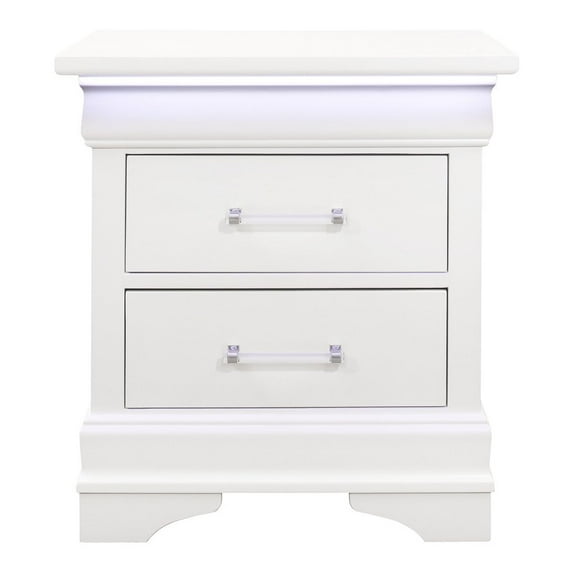 Global Furniture USA Charlie Nightstand White LED 1 Pack