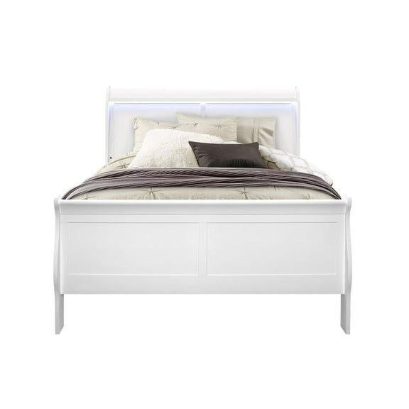 Global Furniture USA Charlie White Full Bedroom Set LED Accent and Acrylic