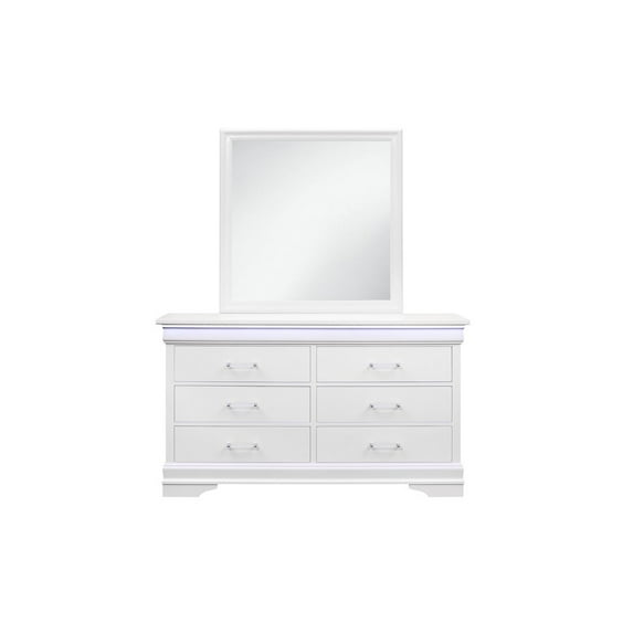 Global Furniture USA Traditional Glam Charlie White Mirror, White