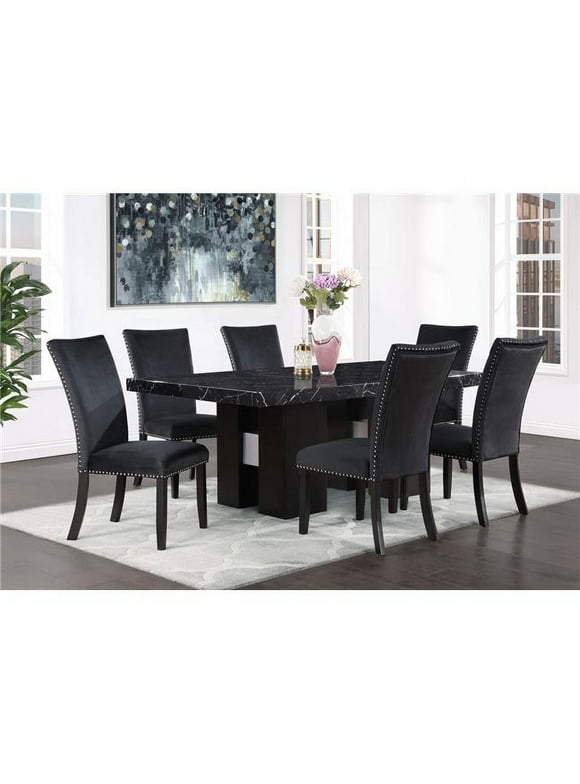 Global Furniture USA D03DC-BLK Black Velvet Dining Chair