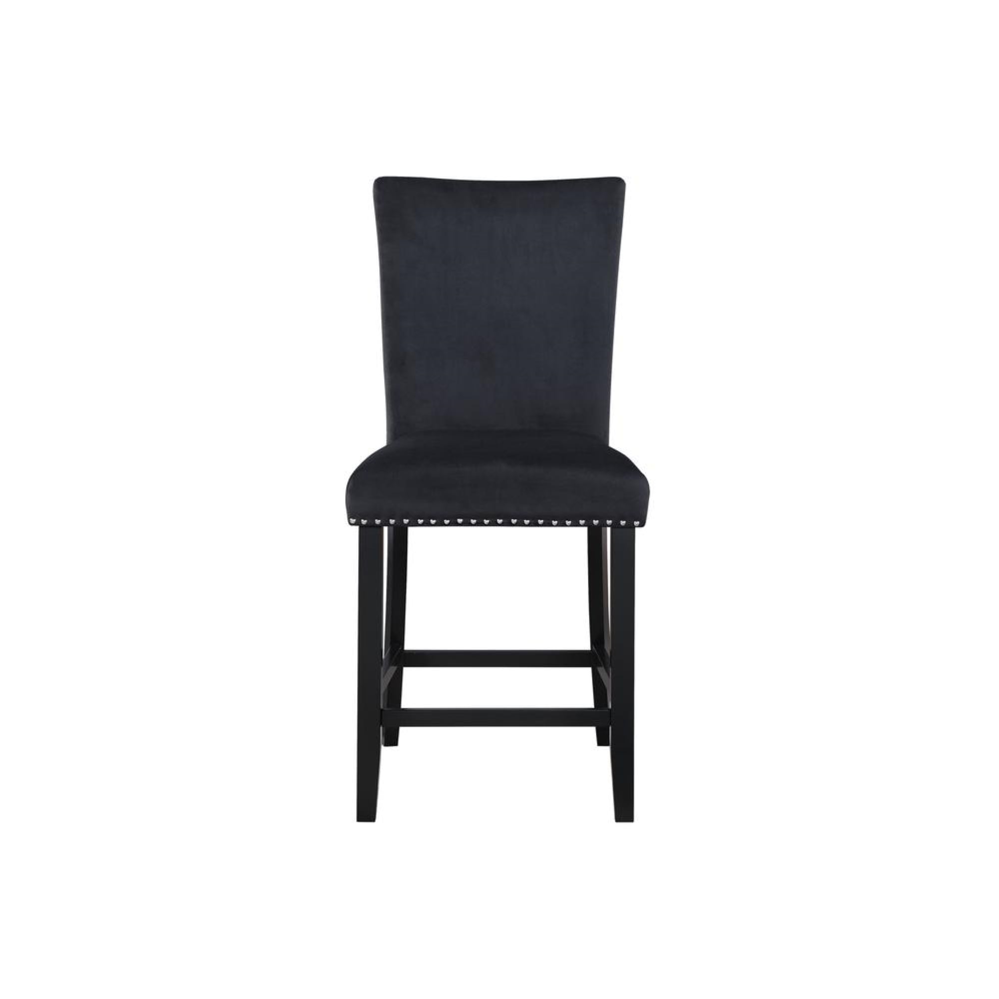 Global Furniture USA D04 Black Velvet Bar Stool with Nailhead Trim