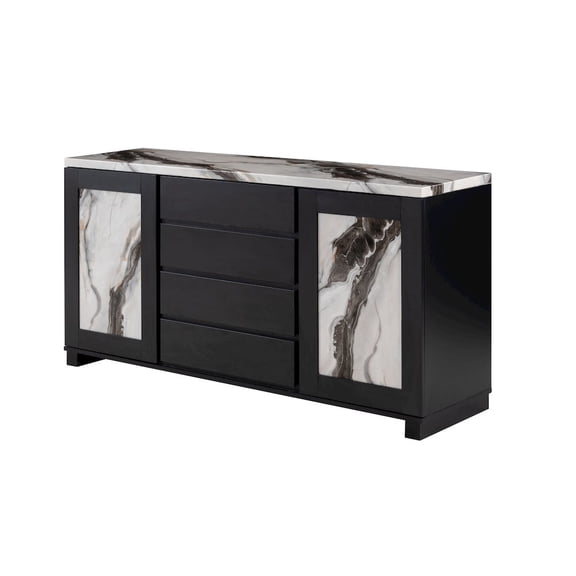 Global Furniture USA D12 Black Faux Marble Top Buffet