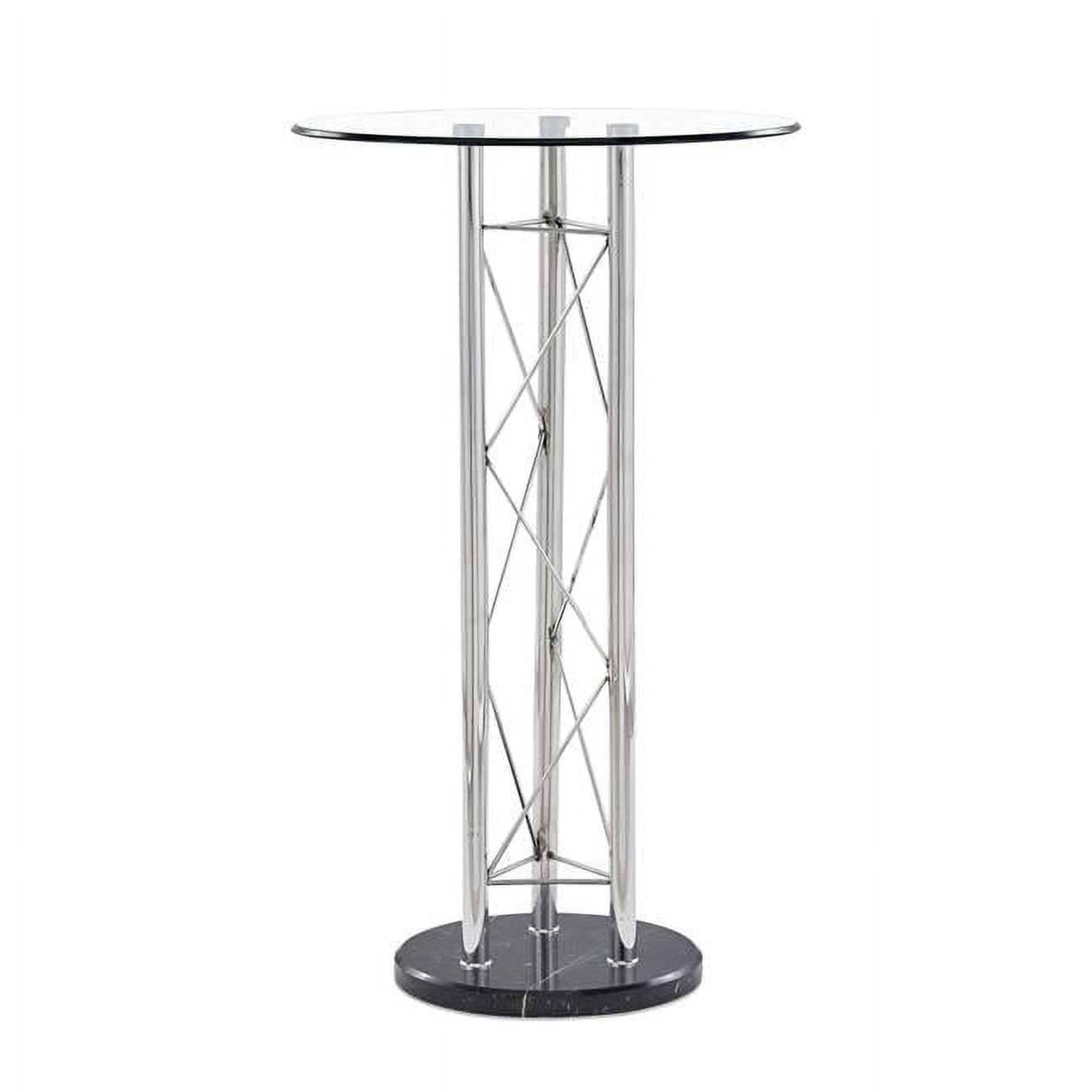 Round Glass and Chrome Bar Height Table