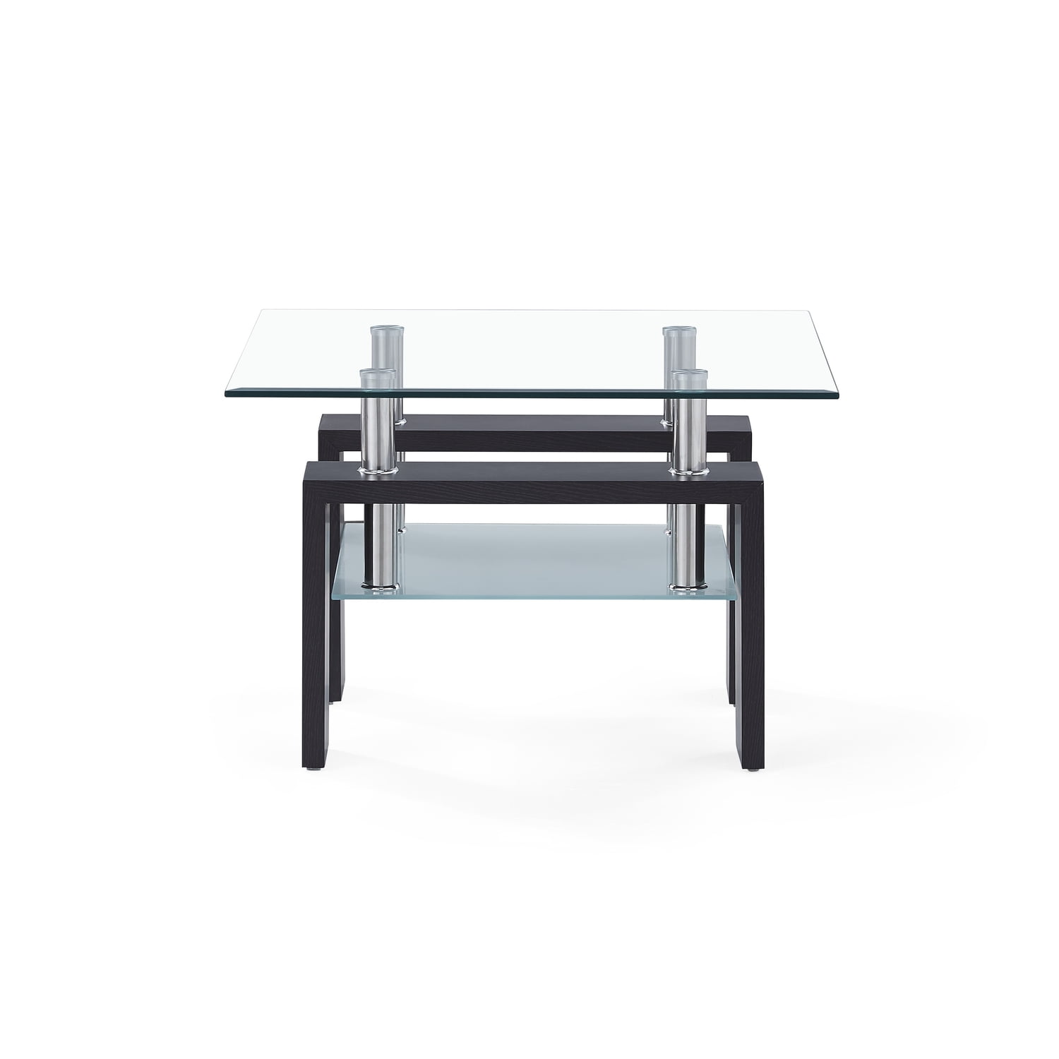 Manhattan Skyline Inspired Dark Walnut & Glass Square End Table