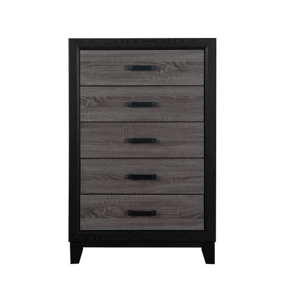 Global Furniture USA Lisbon Gray and Black Wooden 5-Drawer Chest