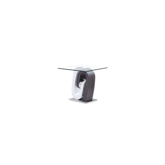 Global Furniture USA Gray and White Glass Top End Table with Metal Platform