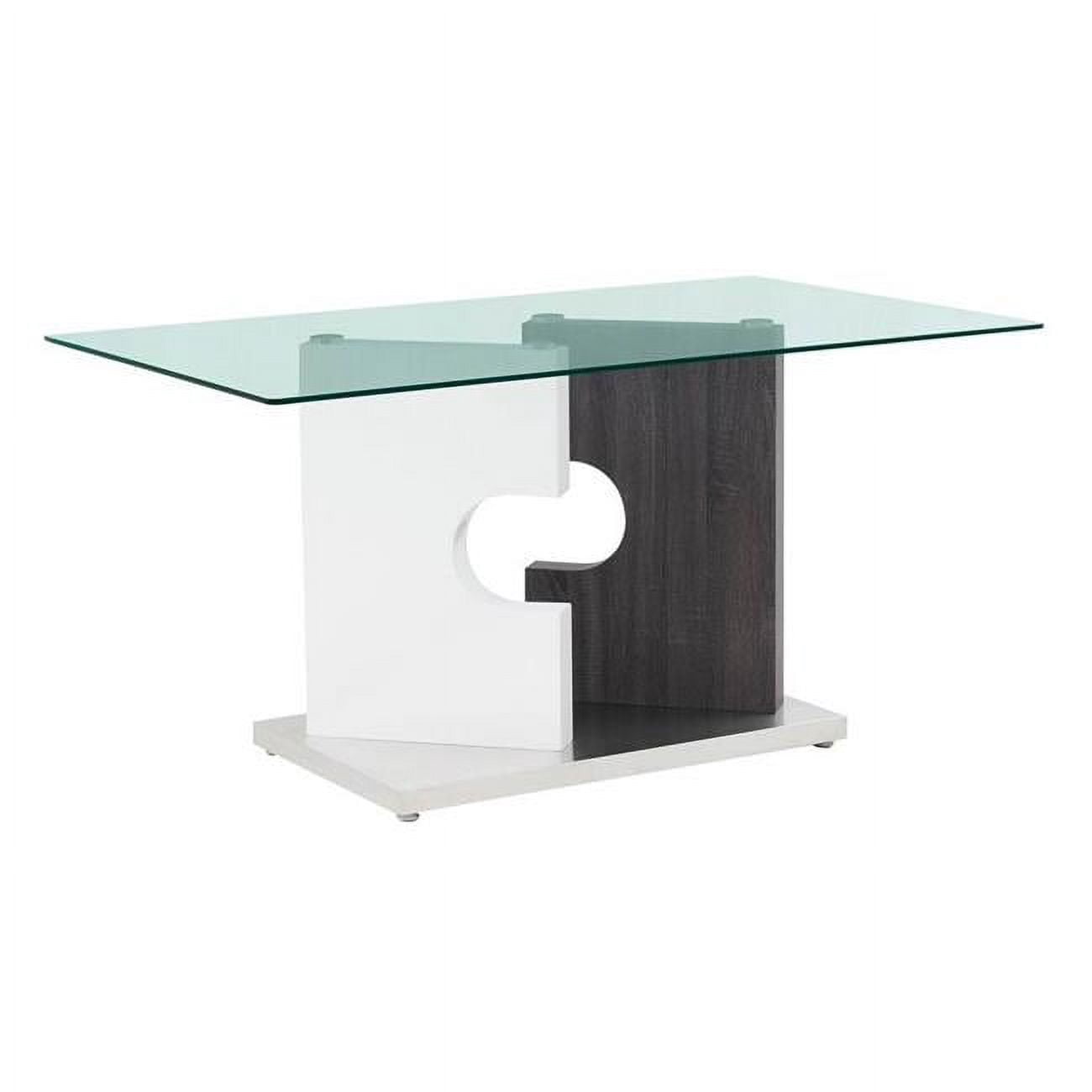 Aiah Gray and White Glass Top Dining Table