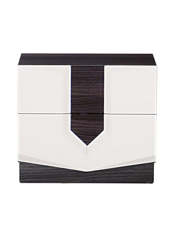 Global Furniture USA Hudson Nightstand Zebrano Gray / White High Gloss