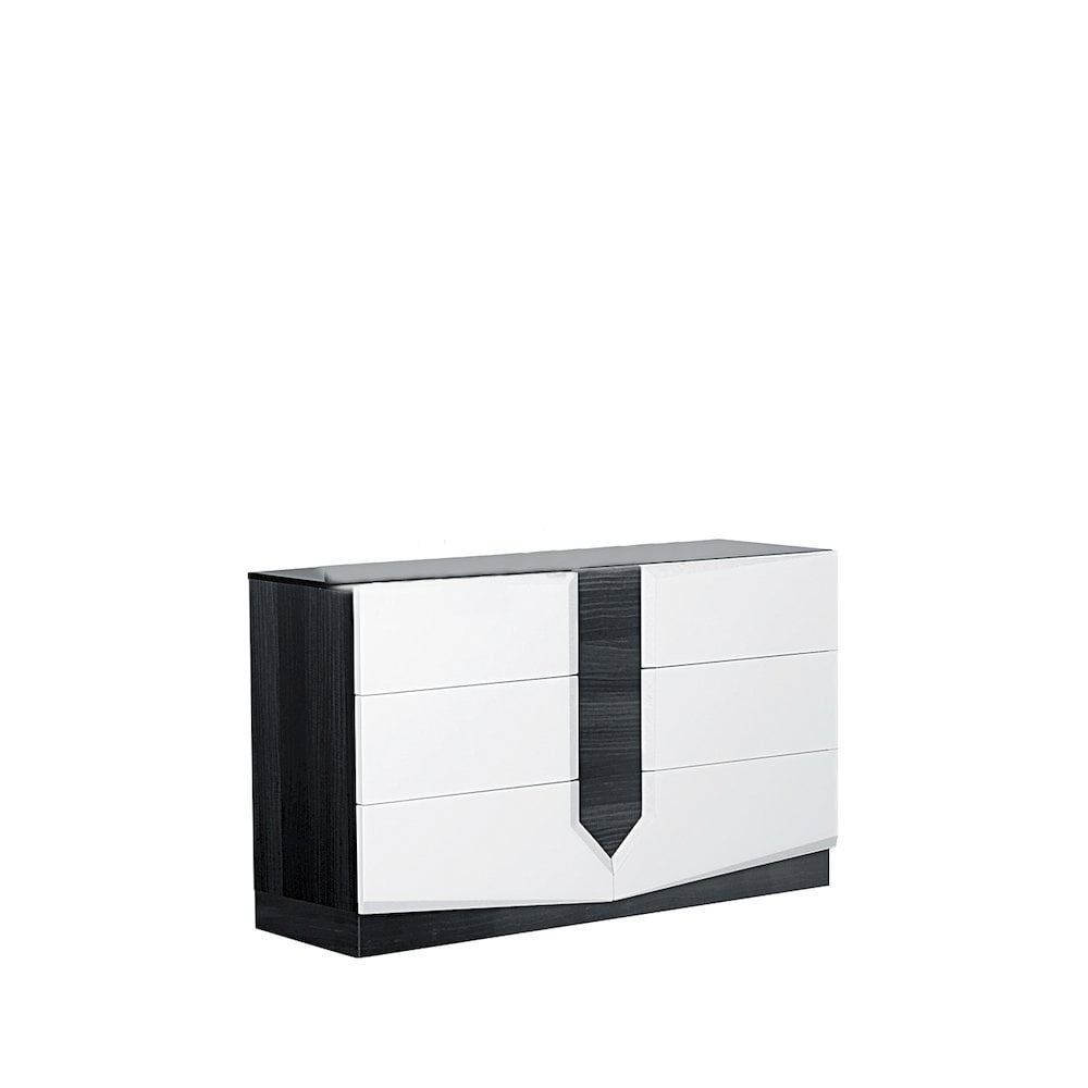 Hudson High Gloss White and Grey Zebrano Dresser with Jewelry Compartment