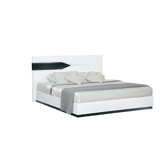 Global Furniture USA Hudson Wood King Bed Zebrano Gray / White High Gloss
