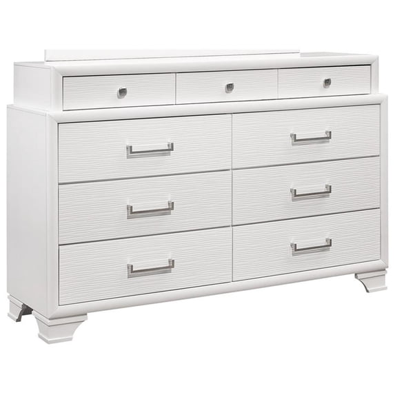 Global Furniture USA Jordyn Solid Wood 9-Drawer White Dresser