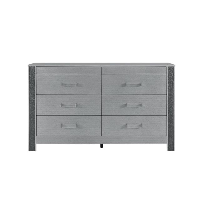 walmart silver dresser Castle Place Glam 6 Drawers Wooden Dresser, Silver