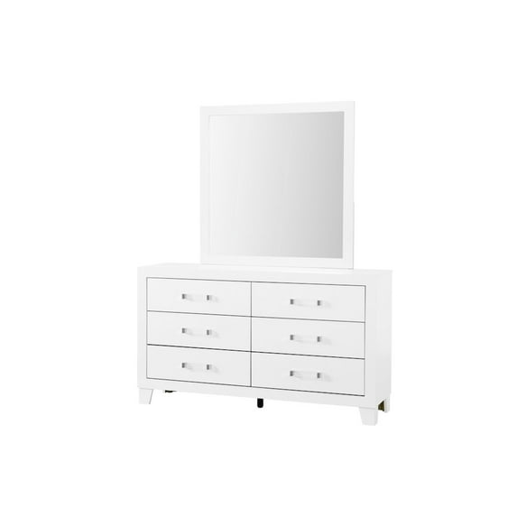 Global Furniture USA Luccia White Wood 6-Drawer Dresser