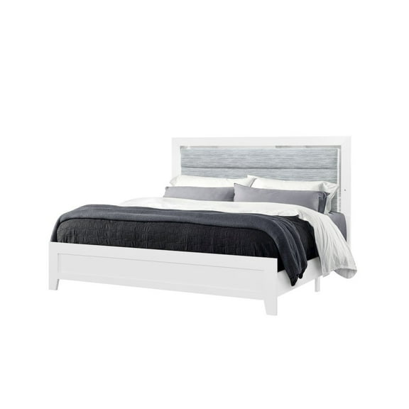 Global Furniture USA Luccia Wood White Full Bed with LED
