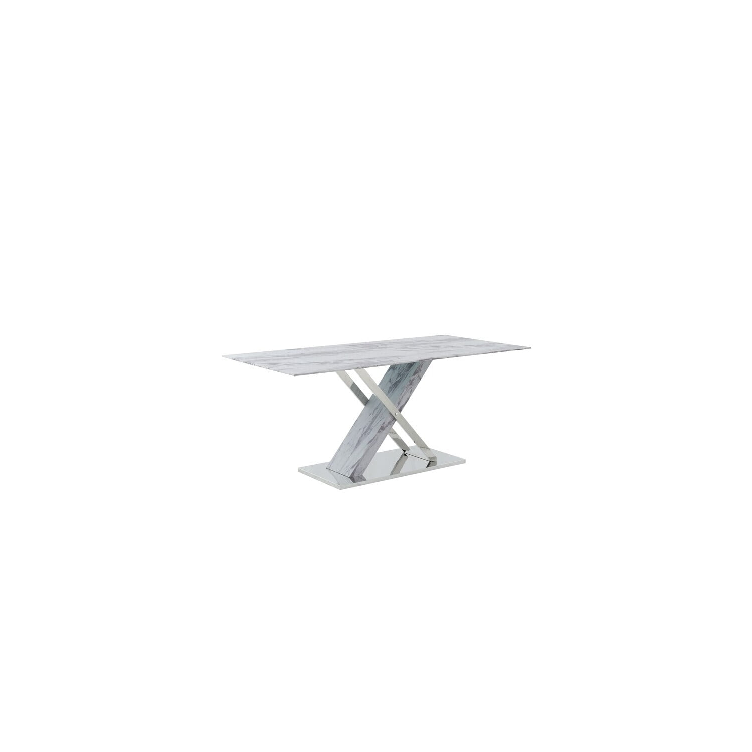 Jhoanna White Faux Marble Glass Top Dining Table