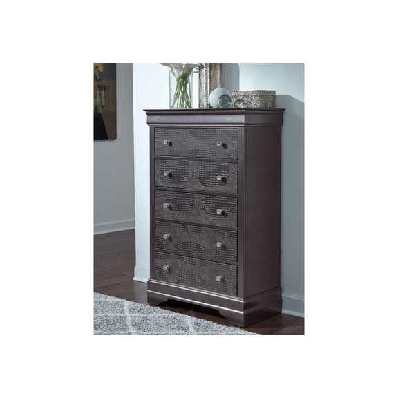 Global Furniture USA Traditional Glam Pompei Metallic Grey Chest, Metallic Grey