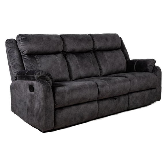 Global Furniture USA Microfiber Recliner Sofa with DDT & Drawer in Gray