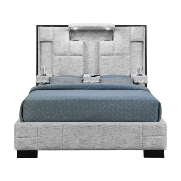 Global Furniture USA Oscar Gray Bryson Fabric Queen Bed