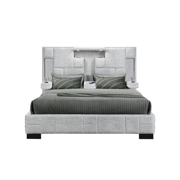 Global Furniture USA Contemporary Oscar Grey Queen Bed No Wood Trim, Grey