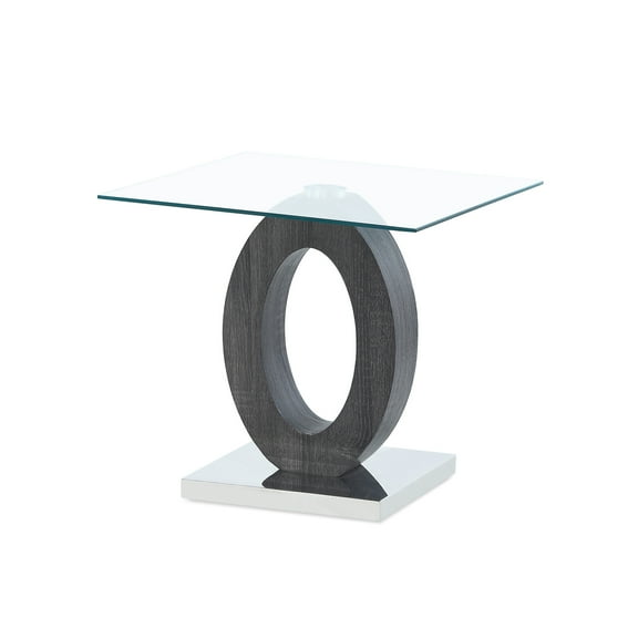 Global Furniture USA Oval Base and Glass Top Dark Gray End Table