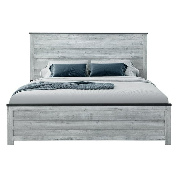 Global Furniture USA Ozark Rustic Wood Gray Wash Plank Queen Bed