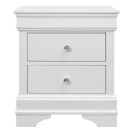 Global Furniture USA Pompei Solid Wood White 2-Drawer Nightstand