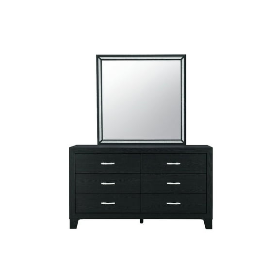 Global Furniture USA Reid Sleek Black Solid Wood 6-Drawer Dresser