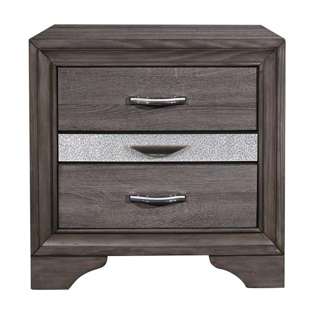 Elegant Grey 3-Drawer Nightstand with Jewelry Storage
