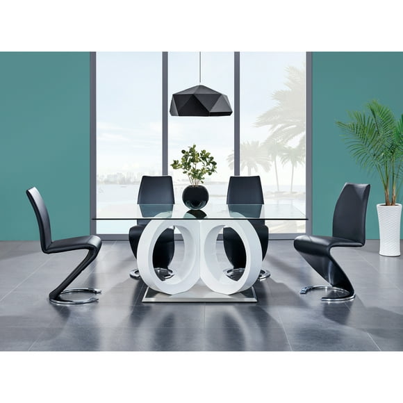 Global Furniture USA Stacey White Glass Top with Circular Base Dining Table