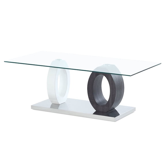 Global Furniture USA T1628C Transitional White Glass Top Coffee Table