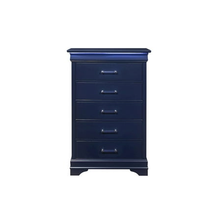 Global Furniture USA Traditional Glam Charlie Blue Chest With Led, Blue
