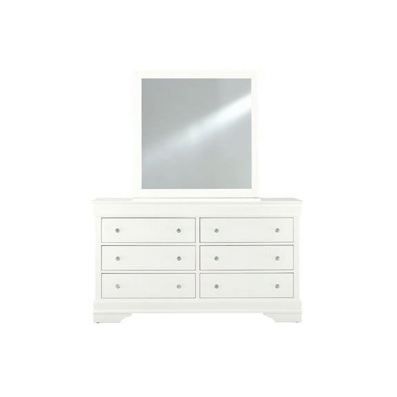 Global Furniture USA Traditional Glam Pompei Metallic White Mirror, Metallic White