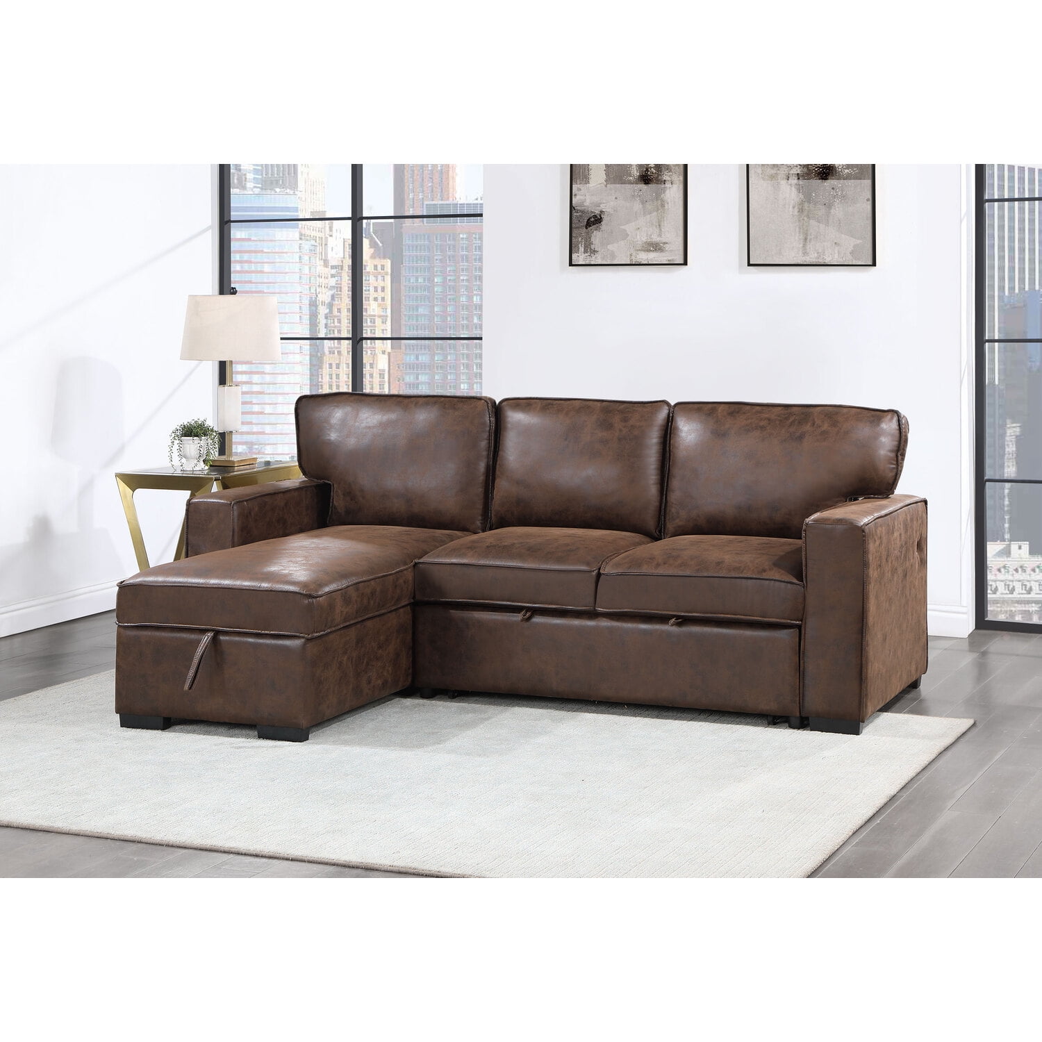 Global Furniture USA U0203 Coffee Fabric Pull Out Sofa Bed