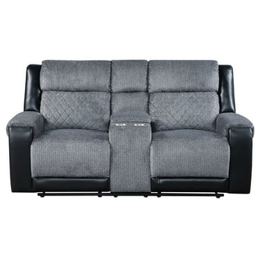 Global Furniture USA U5914 Gray/Black Fabric Console Reclining Loveseat