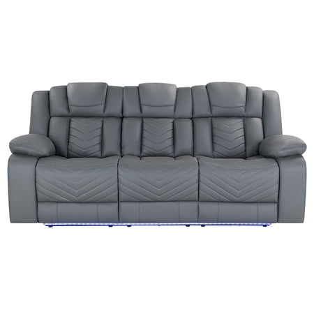 Global Furniture USA U7068 Grey 10 Power Reclining Sofa with Drop Down Table, Wireless Charger. LED and USB