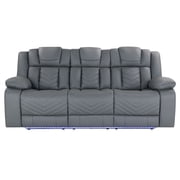 Global Furniture USA U7068 Grey 10 Power Reclining Sofa with Drop Down Table, Wireless Charger. LED and USB