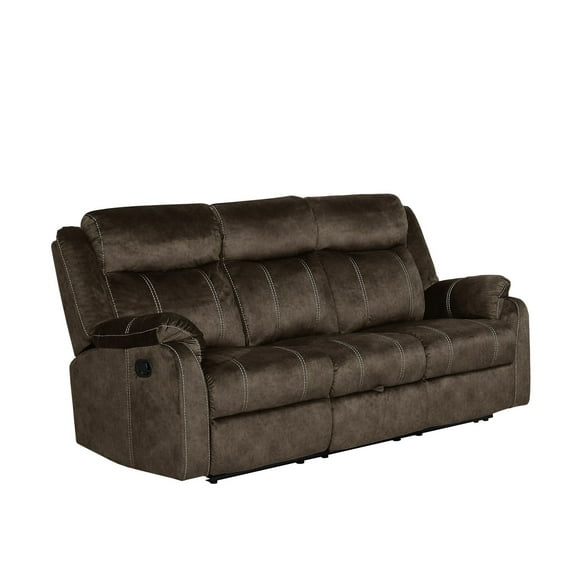 Global Furniture USA U7303C Microfiber Recliner Sofa with DDT & Drawer in Brown