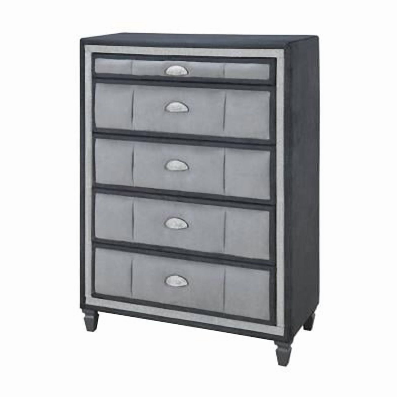 Global Furniture USA Vanna Dark Gray Upholstered Velvet 5-Drawer Chest