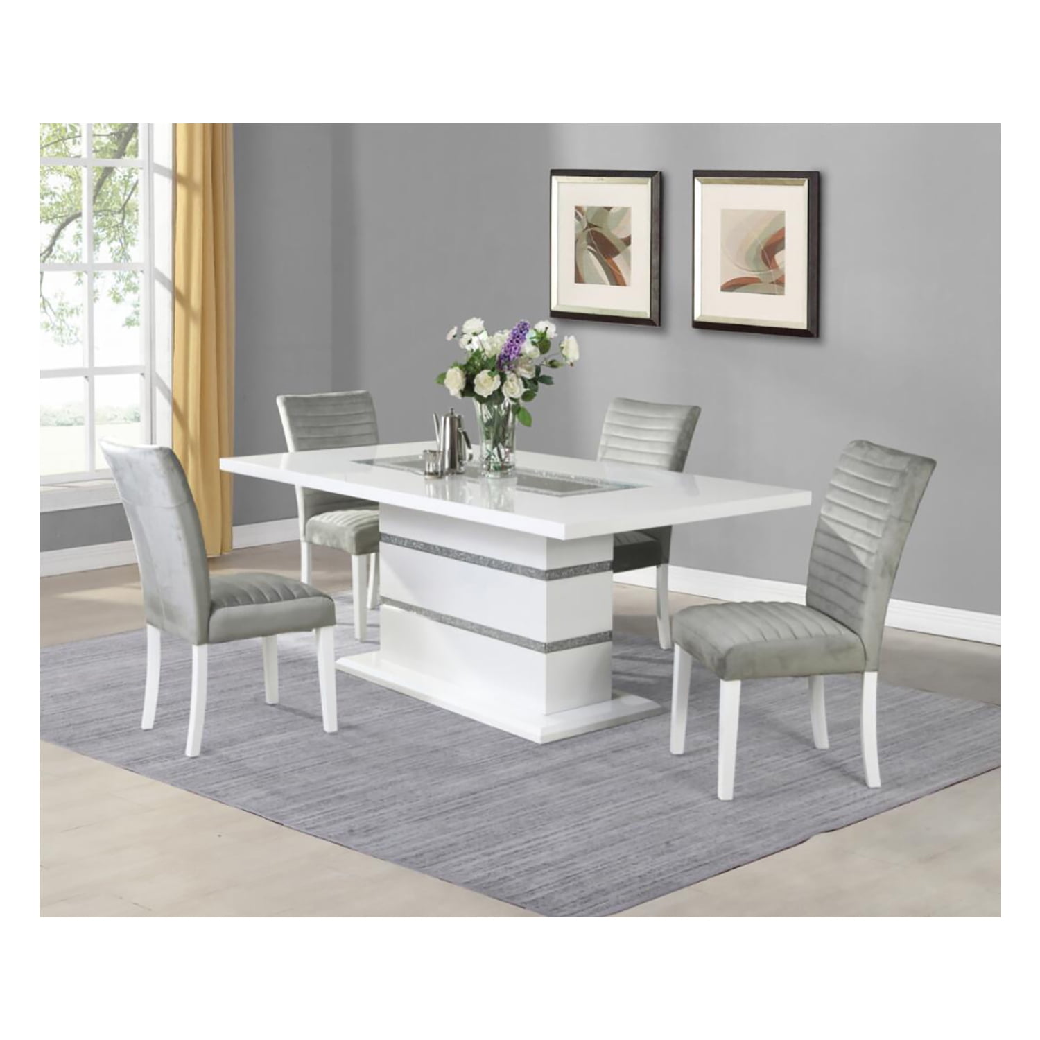 White high gloss dining table and chairs sale