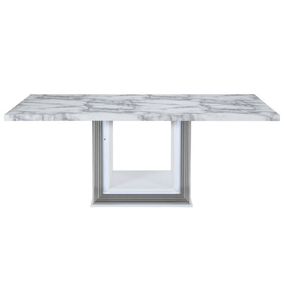 Global Furniture USA Ylime White Marble Dining Table + Ylime Gray DC