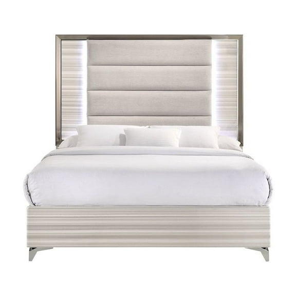 ZAMBRANO WHITE QUEEN BED WITH LED