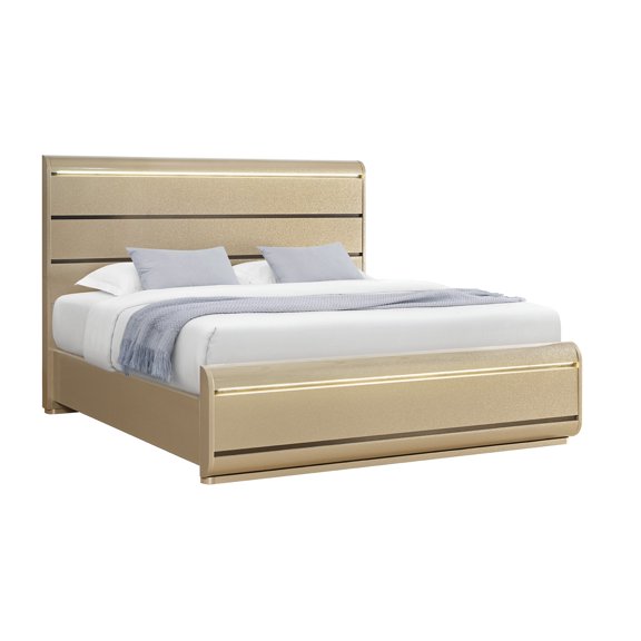 Global Furniure Genesis Full Bed with LED in Gold