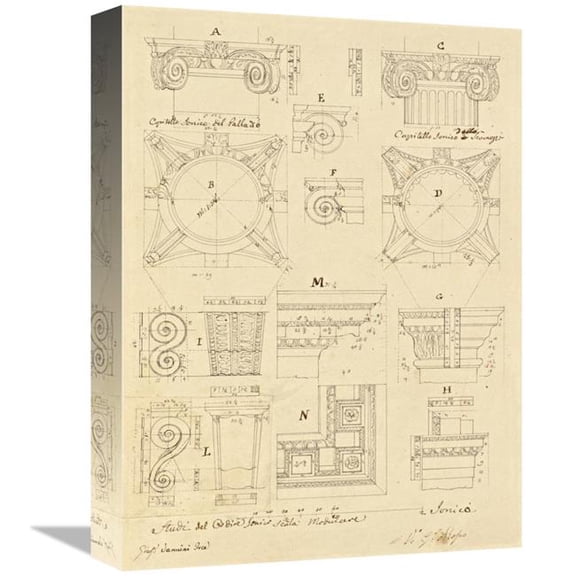 Global Gallery 12 x 16 in. Plate 20 for Elements of Civil Architecture - CA. 1818-1850 Art Print - Giuseppe Vannini