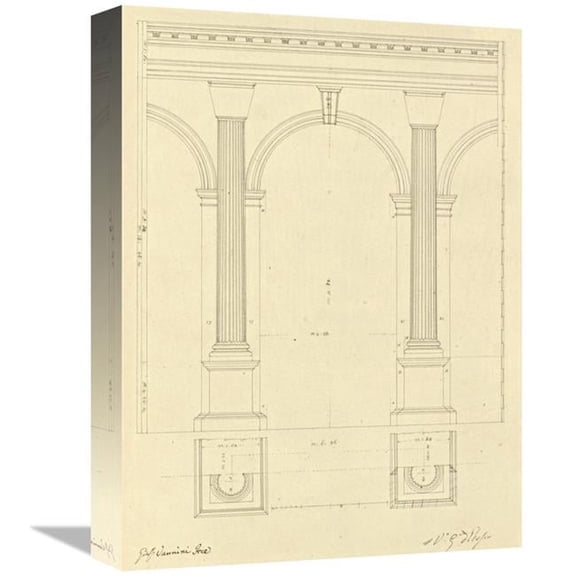 Global Gallery 12 x 16 in. Plate 28 for Elements of Civil Architecture - CA. 1818-1850 Art Print - Giuseppe Vannini