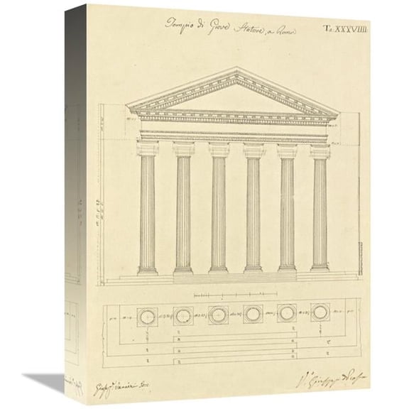 Global Gallery  12 x 16 in. Plate 38 for Elements of Civil Architecture - CA. 1818-1850 Art Print - Giuseppe Vannini