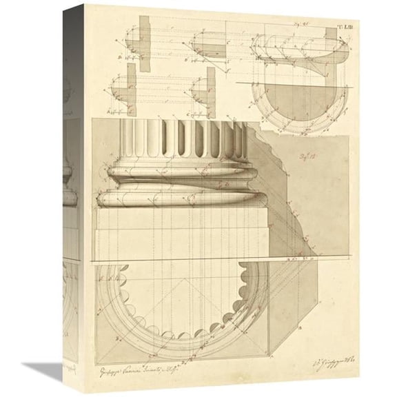 Global Gallery 12 x 16 in. Plate 53 for Elements of Civil Architecture - CA. 1818-1850 Art Print - Giuseppe Vannini